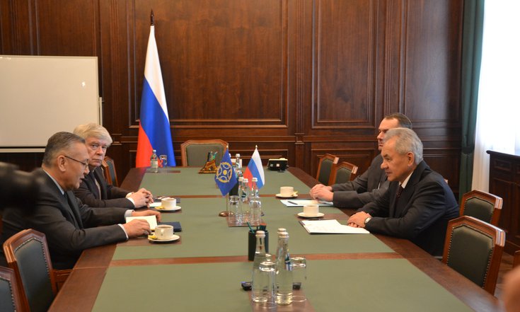 Секретарь Совета Безопасности Российской Федерации Сергей Шойгу встретился с Генеральным Секретарем ОДКБ Таалатбеком Масадыковым