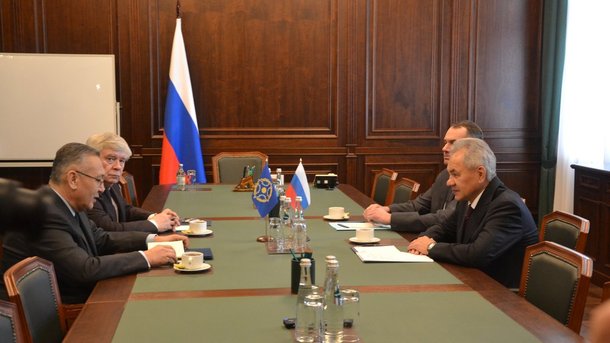 Секретарь Совета Безопасности Российской Федерации Сергей Шойгу встретился с Генеральным Секретарем ОДКБ Таалатбеком Масадыковым